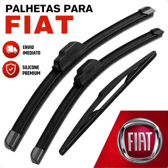 Jogo Palhetas Limpador de Parabrisa Dianteiro Traseiro Silicone Fiat Palio Siena Argo Doblo Fiorino Cronos Strada Uno