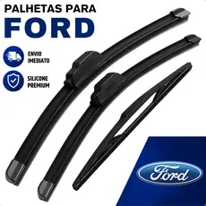 Jogo Palhetas Limpador de Parabrisa Dianteiro Traseiro Silicone Ford Fiesta Ka Ecosport Focus Ranger Fusion Escort Edge