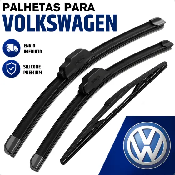 Jogo Palhetas Limpador de Parabrisa Dianteiro Traseiro Silicone Vw Gol Fox Polo Saveiro Nivus Virtus Tcross Parati Kombi