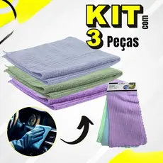 Kit 3 Panos De Limpeza Microfibra Alta Absorção Multiuso 30 x 30cm