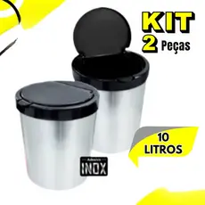 Kit 2 Lixeiras Inox em Adesivo 10L Escritório Automática CLick  Pia Banheiro Cozinha