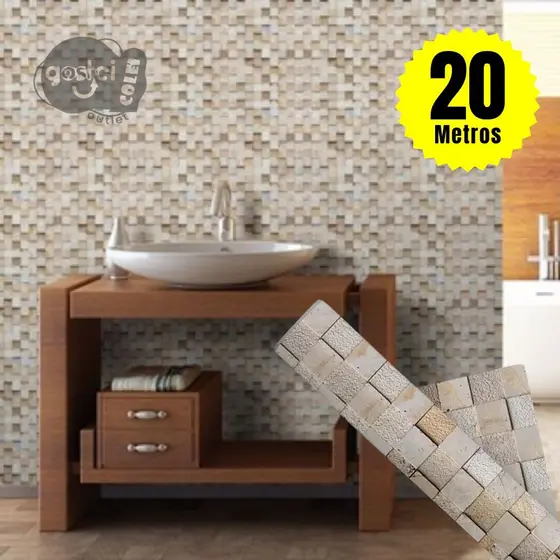 Papel de Parede PREMIUM Rolo 5m x 45cm Autoadesivo Pastilha Cozinha, Banheiro