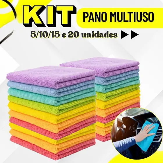 Kit Panos De Limpeza Microfibra Alta Absorção Multiuso 25 x 25cm