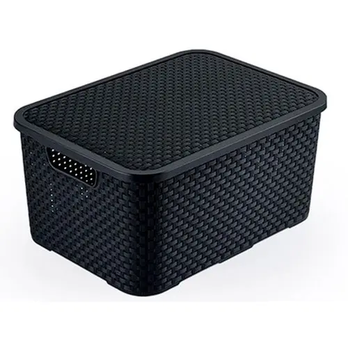 Kit 5 Caixas Organizadoras 20 Litros Rattan Cesto para Brinquedos Organizador de Armário Multiuso