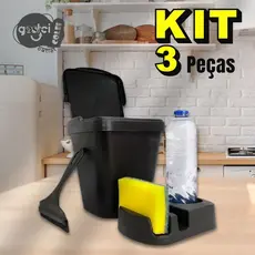 Kit Pia Porta Detergente/Rodo de Pia/Lixeira Cozinha Area Gourmet Banheiro