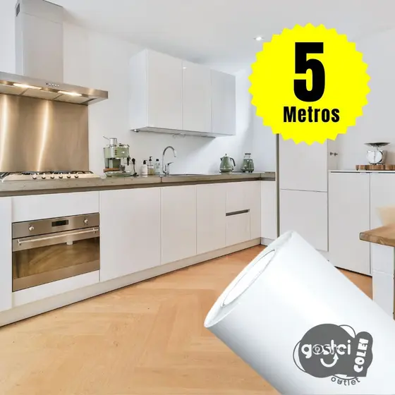 Papel de Parede Adesivo Decorativo Branco Autocolante Rolo 5mx45cm Envelopamento Geladeira Móveis