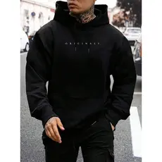 Moletom Blusao Com Capuz Flanelado Canguru  Masculino Originals Preto
