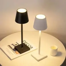 Luminária De Mesa Abajur LED Sensor De Toque 3 Modos De Luz Recarregável Cabo USB