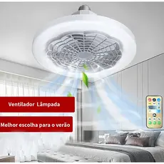 Ventilador Lâmpada De Teto Ajustável Luz 30W Led Baixo Ruído Controle Remoto Incluído