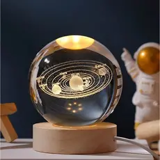 Luminária Decorativa Globo LED Com Interruptor On e Off Lua Via Láctea Sistema Solar Bola De Cristal