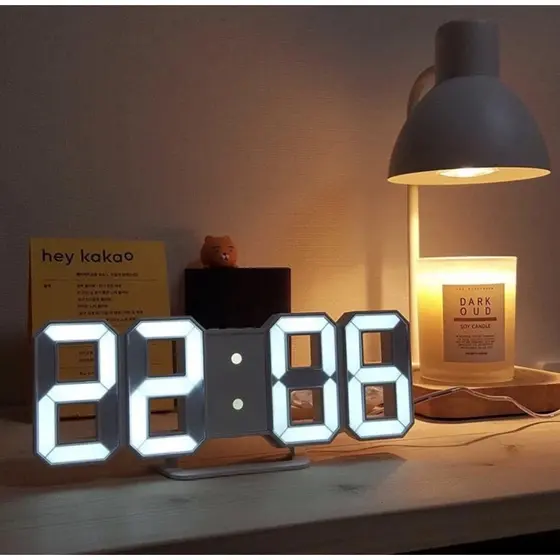 Relógio Digital 3D LED De Parede e Mesa Design Moderno Luz Noturna Decoração