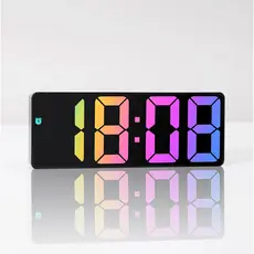 Relógio Digital LED De Tela Grande Colorido Com Tempo Mesa Data Com Despertador