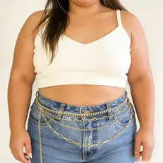 Cintos Feminino Com 4 Corrente nomal/plus size dourado e prata De Metal importado 2026