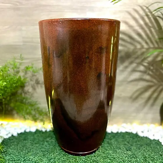 Vaso para Plantas Coluna Lisa Ibiza Premium Decorativo Sala/Jardim 40 cm com prato coletor