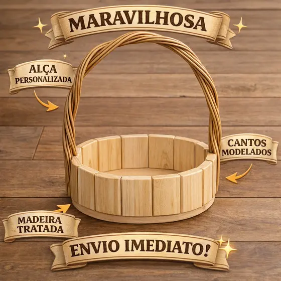 Kit 10 Cestos para Presente Fraldeira 16cm Oval Decoração Alça dupla