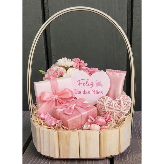 Kit 10 Cestos Oval 18cm Fraldeira Pinus Decorativo Presente Dia das Mães