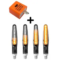 Kit 04 Setas Slim Piscas Led Sequencial Universal + Relé 12V para Seta de Led Motos