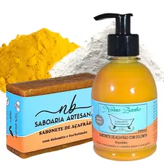 Kit Sabonete Líquido e Barra Açafrão com Dolomita Xô Manchas