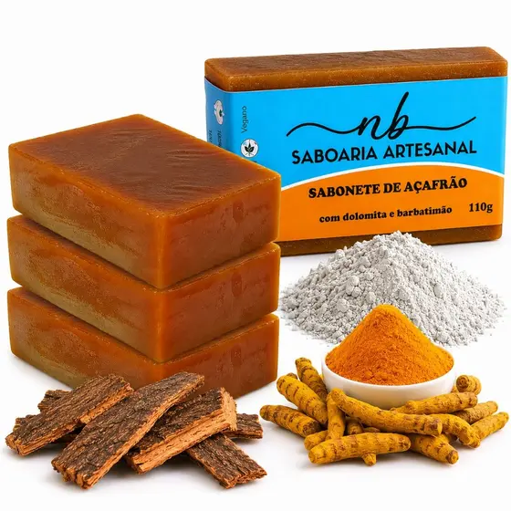 Kit 3 Sabonete Açafrão com Dolomita Depila e Clareia Natural