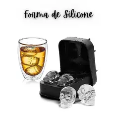 Forma de Gelo de Caveira Silicone 1 Peça com 4 Moldes de Caveira 3D Chocolate Esferas Drinks