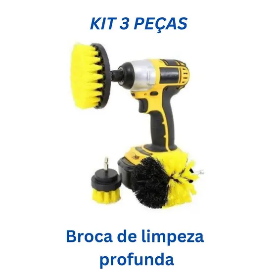 Kit 3 Peças Broca Escova De Limpeza Pesada Encaixa Parafusadeira Furadeira