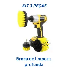 Kit 3 Peças Broca Escova De Limpeza Pesada Encaixa Parafusadeira Furadeira