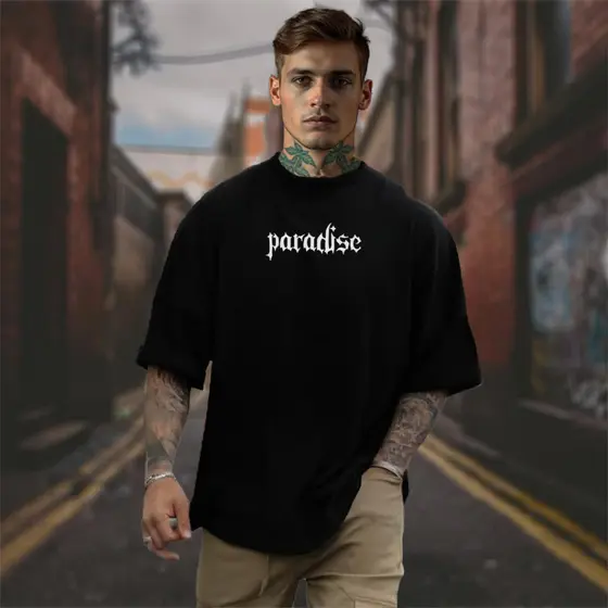 Camiseta Oversized Masculina StreetWear 100% Algodão Estilo de Rua Camisa Larga Grande