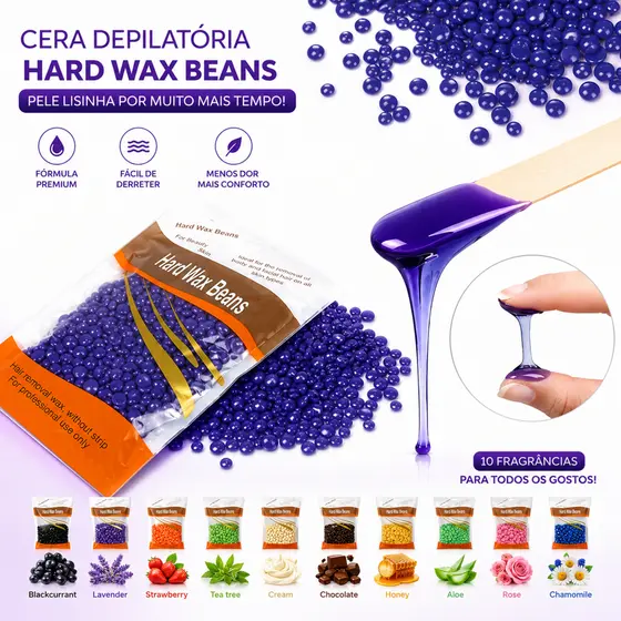 Cera Para Depilação Quente Elastica em Perolas Profissional - 100\200\300\400G