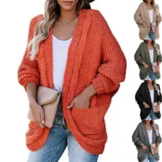 Linha grossa torção Cardigan 2023 outono inverno novo produto malhas transfronteiriças europeu americano Casual corda to