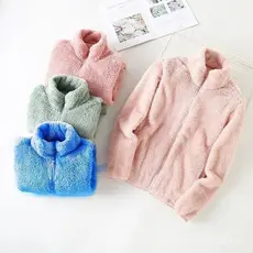[7 cores dupla face Coral velo] forro de lã engrossado outono inverno 2026 novo estilo jaqueta de gola alta zíper solto