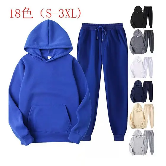 Comércio exterior transfronteiriço das mulheres dos homens outono inverno novo estilo cor sólida terno esportivo moletom