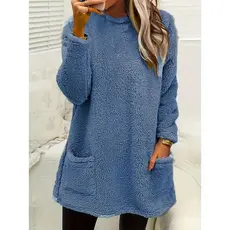 Outono inverno novo estilo bolso Casual Cross-Border moletom de manga comprida topo feminino pelúcia Loo