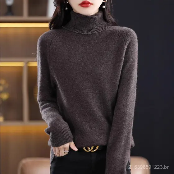 Cross-Border 2025 outono inverno novo estilo senhoras solto tamanho grande malhas grossas camisola de manga comprida Bot