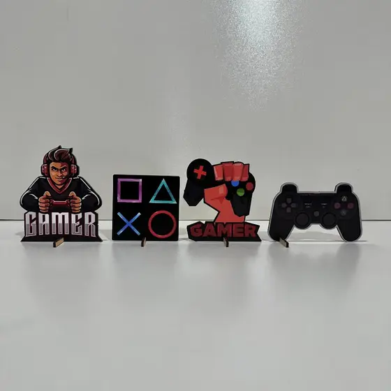 Kit 4 Displays de Mesa Gamer - Video Game, Gamer, Totem, Decoração de mesa