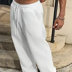 Calça Cargo Baggy Larga Moletom Lisa Masculina Despojada Confortável Casual Treino Forrada