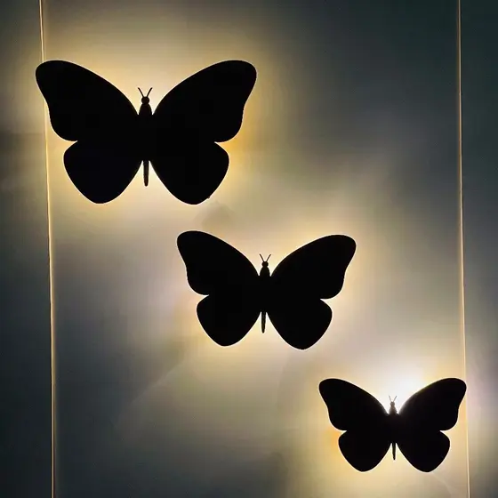 Kit 3 Luminárias Borboletas Abajur Arandelas Infantis Decorativas para Quarto Infantil