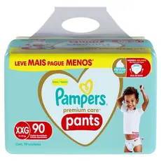 Fralda Descartável Infantil Pampers Pants Premium Care XXG Pacote 90 Unidades Leve Mais Pague Menos
