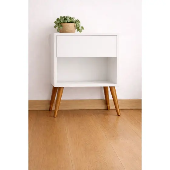 NICHO CABECEIRA EM MDF COM GAVETA COM PÉS RETRO 450 x 26,5
