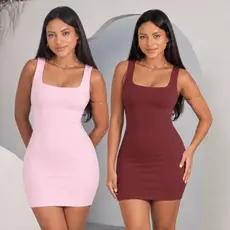 Kit 2 peças Vestido Feminino tubinho básico Suplex Premium