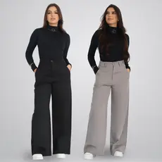 KIT 2 Calças Feminina Alfaiataria Pantalona