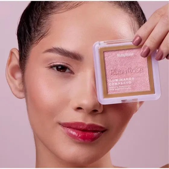 ILUMINADOR COMPACTO ACETINADO CREMOSO ALTA PIGMENTAÇÃO - RUBY ROSE