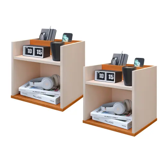 Conjunto 2 Mesa De Cabeceira Criado Suspenso Nicho Apoio Lateral Decoração