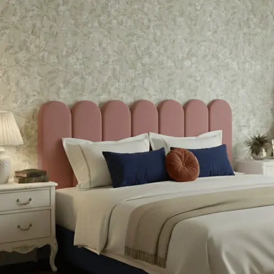 Cabeceira Nuvem 7 Módulos 45x20 Para Cama De Casal Box Rose Suede