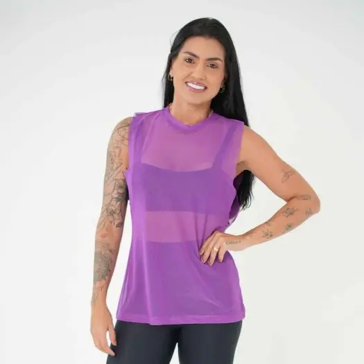Regata De Tule Fitness Roupa De Academia