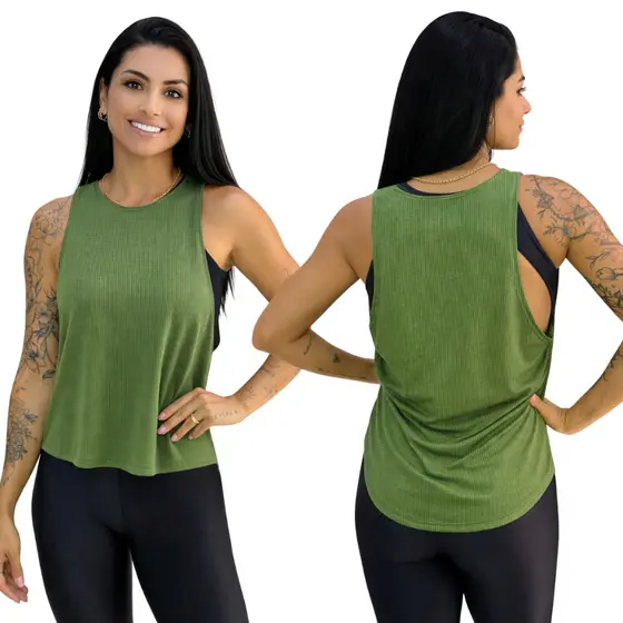 Regata Feminia Dry Fit Telinha Academia Treino Respirável Tampa Bumbum Veste Legging