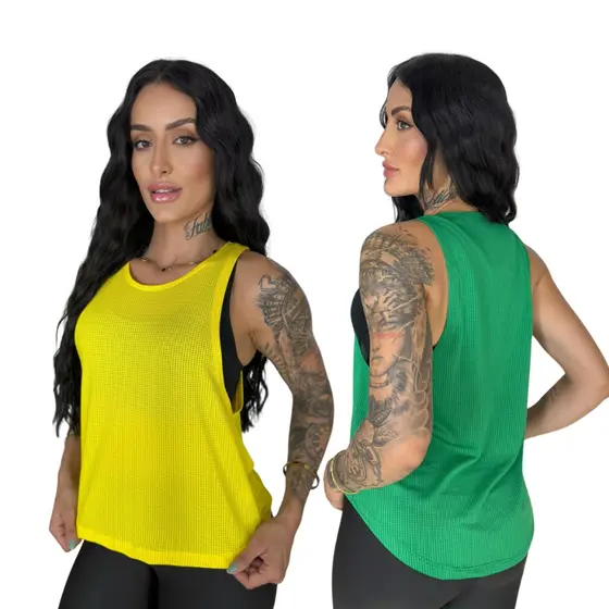 Regata Dry Fit  Feminina Telinha Tampa Bumbum Academia Fitness