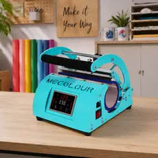 Prensa Térmica Dupla Sublimação Para 2 Canecas 11oz Ou Copo 20oz Touch Screen 110V/220V Rosa Azul