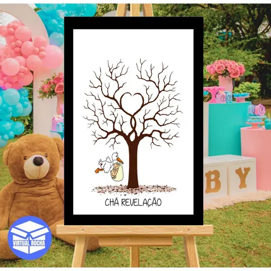 Quadro Decorativo Arvore Digital Chá Revelação