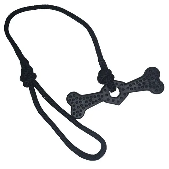 Brinquedo Mordedor Osso Sextavado Preto Corda Cachorro Pet Cabo de Guerra Mastigação Saudável