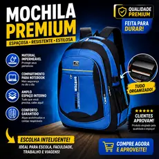 Mochila Masculina Impermeável Faculdade Resistente Grande